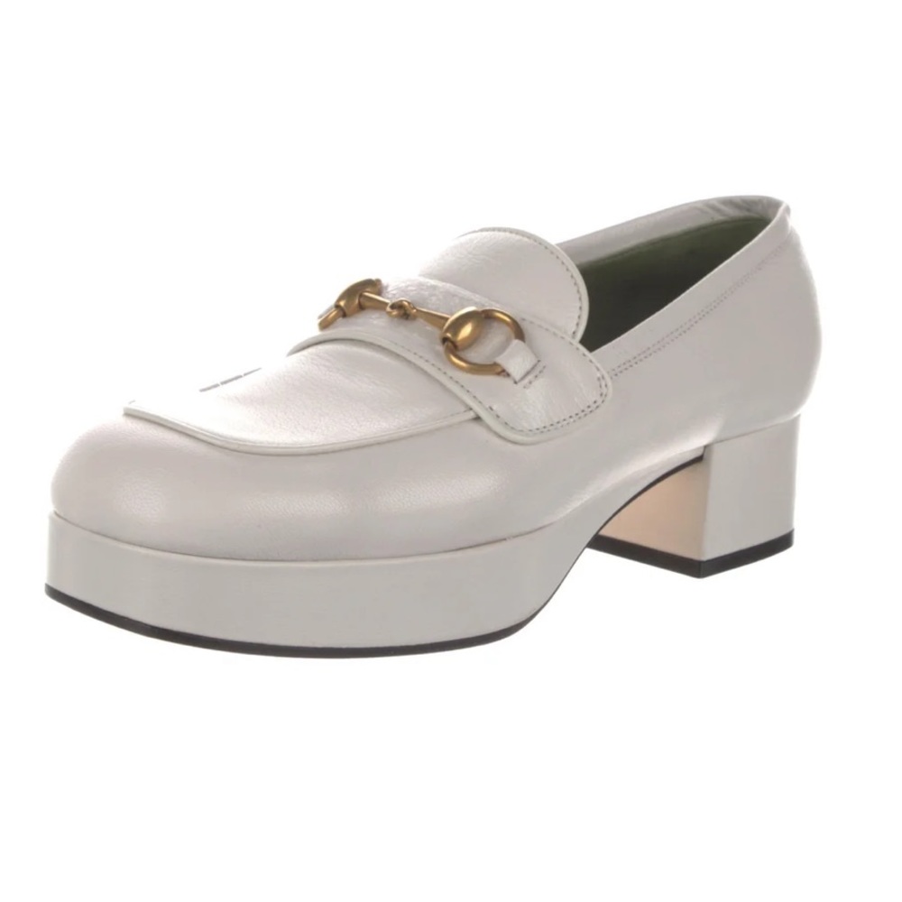 Gucci Houdan 15 Horsebit white leather platform